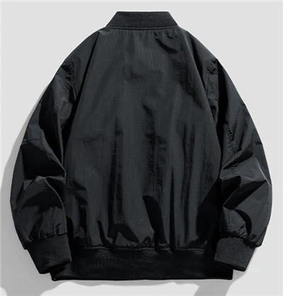 Mens black bomber jacket back